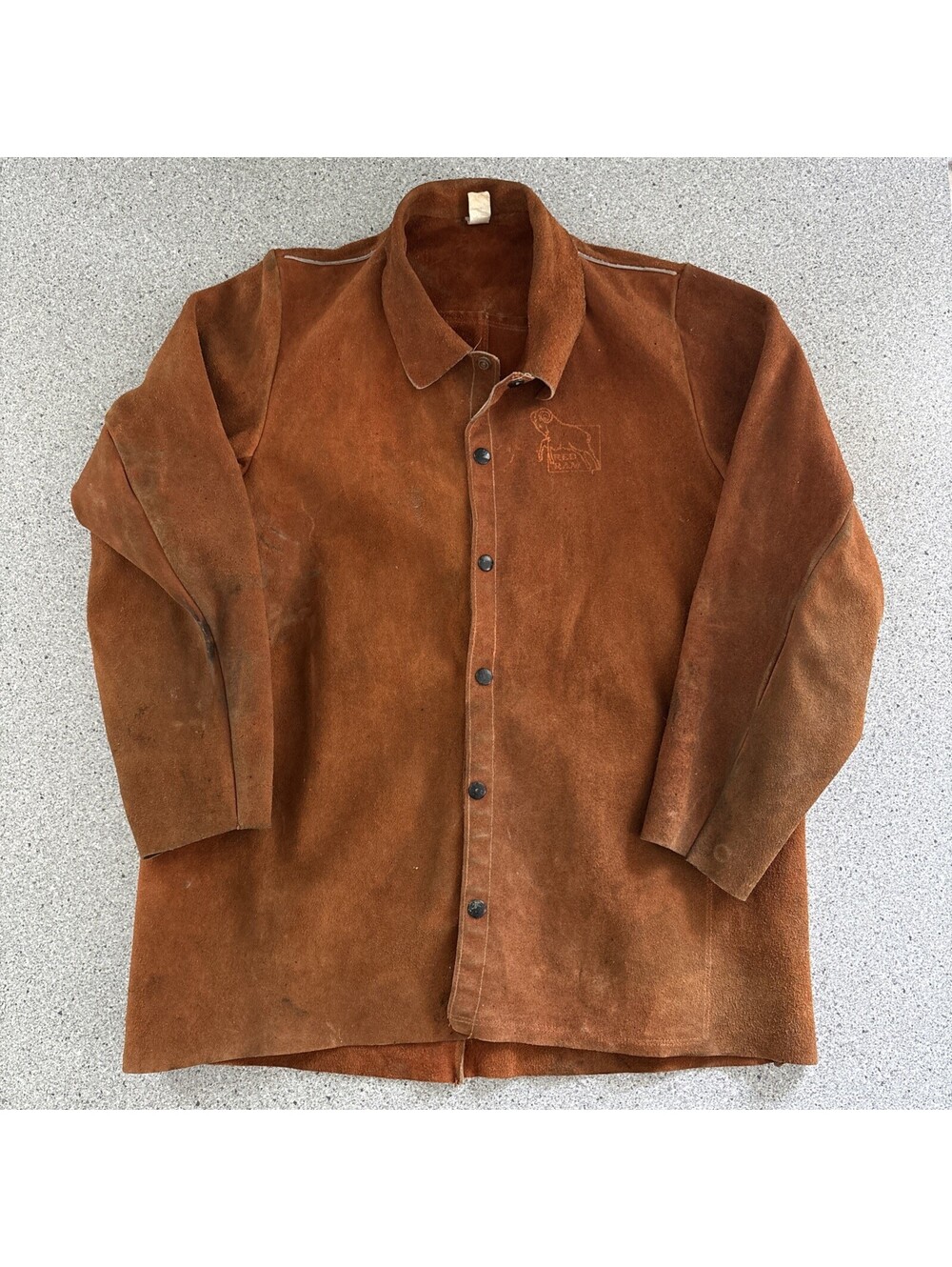 VTG Red Ram Leather Jacket Weld Pro Flame Resistant Mens L Made In USA Cowhide